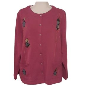 Breckenridge Birds sweatshirt cardigan women's size 2X